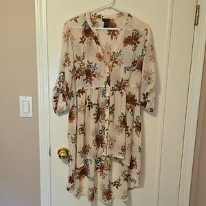 Torrid Cream High Low Sundress with Bishop Sleeves